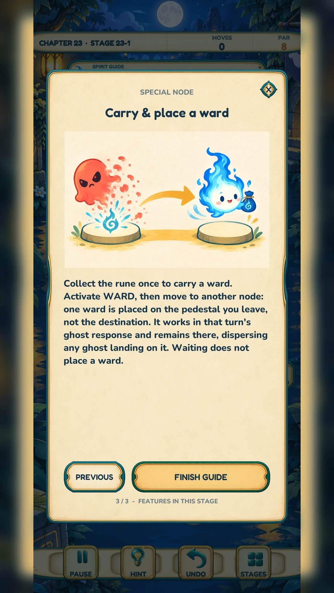 Guide card explaining a carry and place ward special node